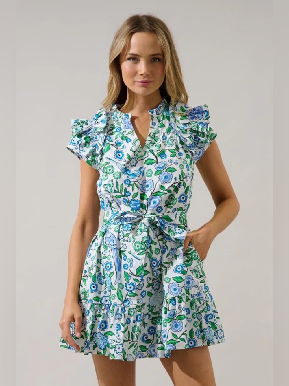 entro Blue & Green Floral Carolina Romper